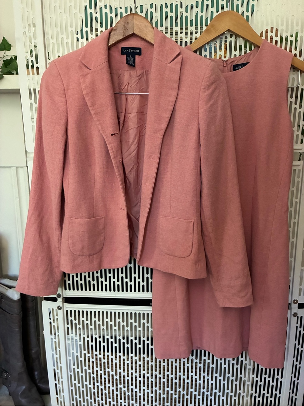 Ann Taylor Dusty Rose Blazer and Sheath Dress Two-Piece Set